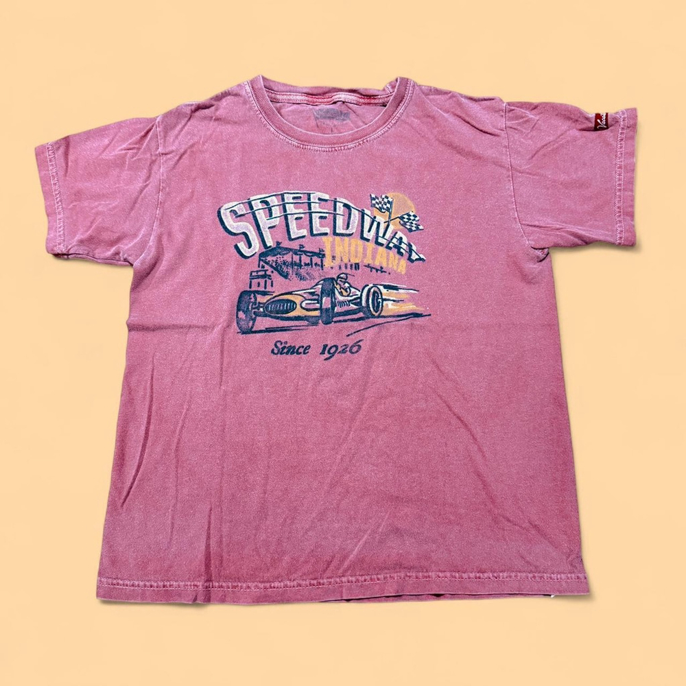 Retro Vintage Style Vacationland Pink Speedway Cropped Tee T-shirt Large
